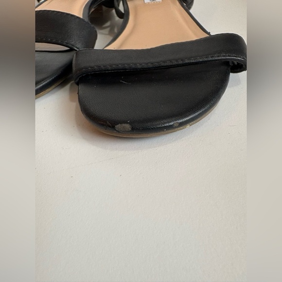 Steve Madden Lahnee black leather flat ankle strap sandals size 7.5 - Picture 4 of 10